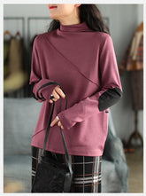 Women Stitching Loose Pullover Bottoming Shirt